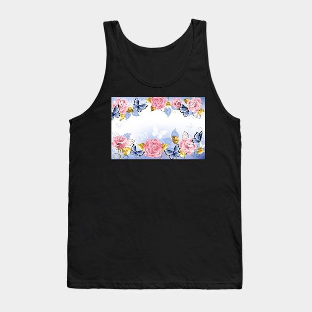 Background with Pink Roses Tank Top by Blackmoon9